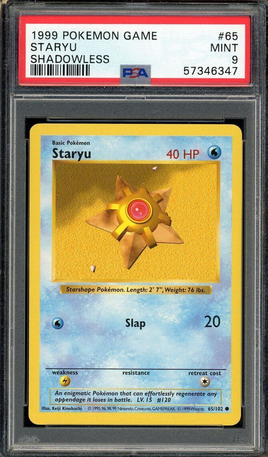 Staryu 65/102 Base Set Common Shadowless PSA 9 Pokemon Card 1999
