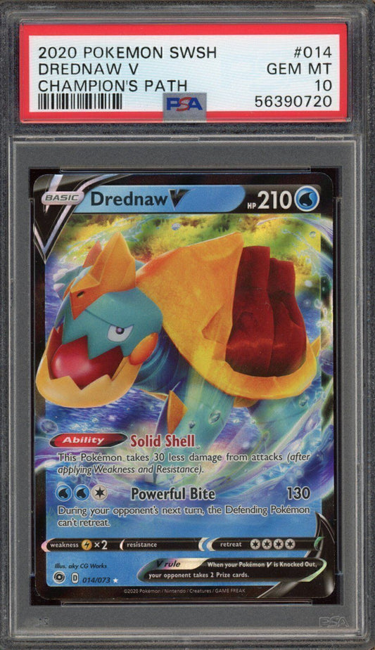 Drednaw V 014/073 Champion's Path Half Art PSA 10 Pokemon Card