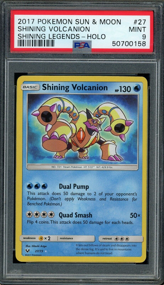Shining Volcanion 27/73 Shining Legends Shiny Holo PSA 9 Pokemon Card