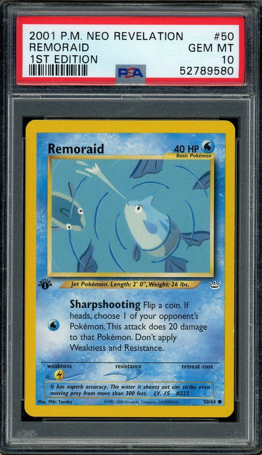 Remoraid 50/64 Neo Revelation 1st Edition PSA 10 Pokemon Card