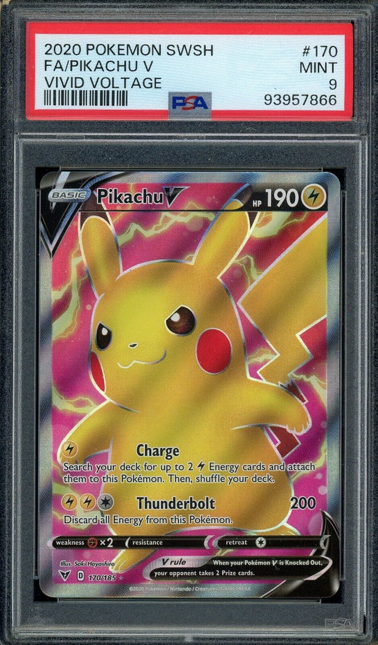 Pikachu V 170/185 Vivid Voltage Full Art PSA 9 Pokemon Card