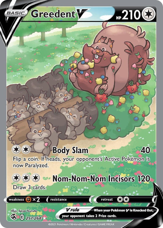 Greedent V 257/264 Fusion Strike Alt Art Pokemon Card Mint/NM