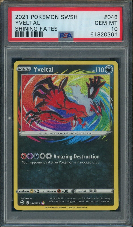 Yveltal 046/072 Shining Fates Amazing Rare PSA 10 Pokemon Card