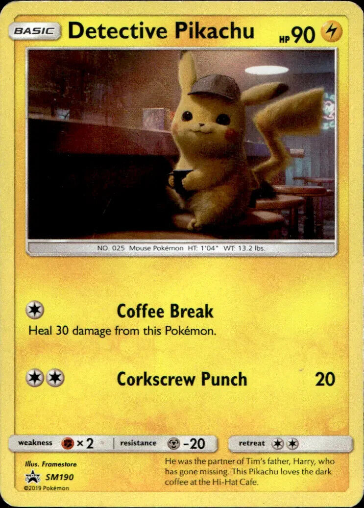 Detective Pikachu SM190 Holo Black Star Promo Pokemon Card LP