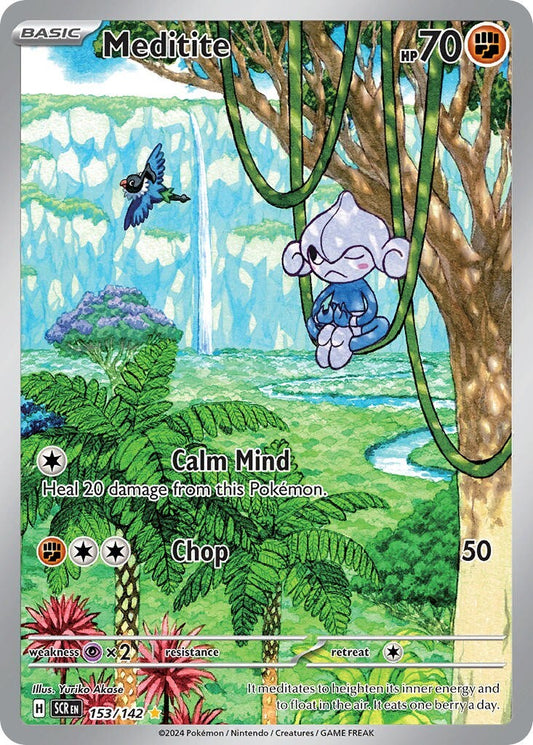 Meditite 153/142 S&V Stellar Crown Illustration Rare Pokemon Card NM