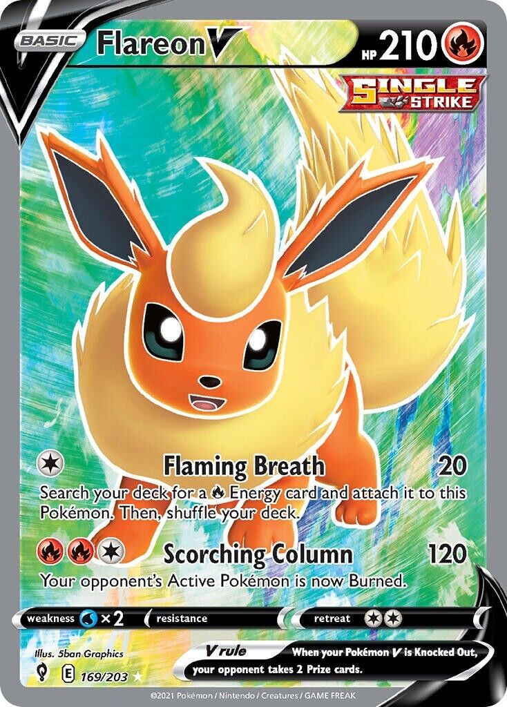 Flareon V 169/203 Evolving Skies Full Art Pokemon Card Mint/NM