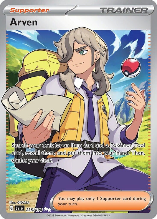 Arven 235/198 Scarlet & Violet Base Full Art Trainer Pokemon Card Mint/NM