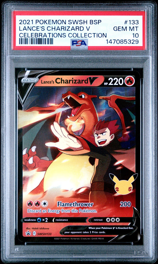 Lance's Charizard V SWSH133 Promo card from Celebrations set PSA 10 graded
