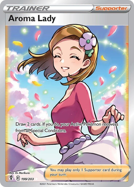 Aroma Lady 199/203 Evolving Skies Full Art Trainer Pokemon Card Mint/NM