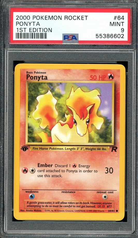 Ponyta 64/82 Team Rocket 1st Edition PSA 9 Pokemon Card WOTC