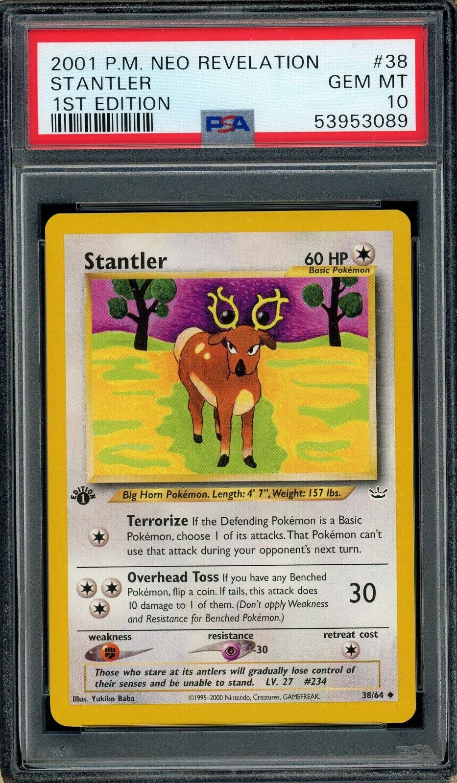 Stantler 38/64 Neo Revelation 1st Edition PSA 10 Pokemon Card