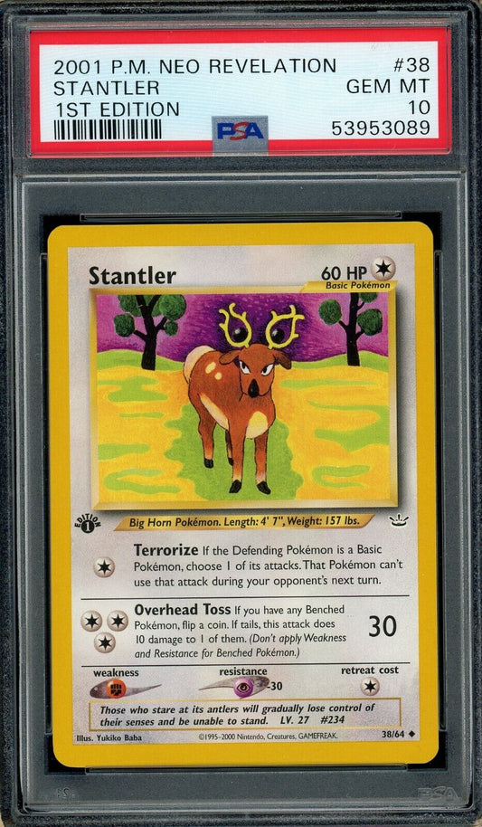 Stantler 38/64 Neo Revelation 1st Edition PSA 10 Pokemon Card