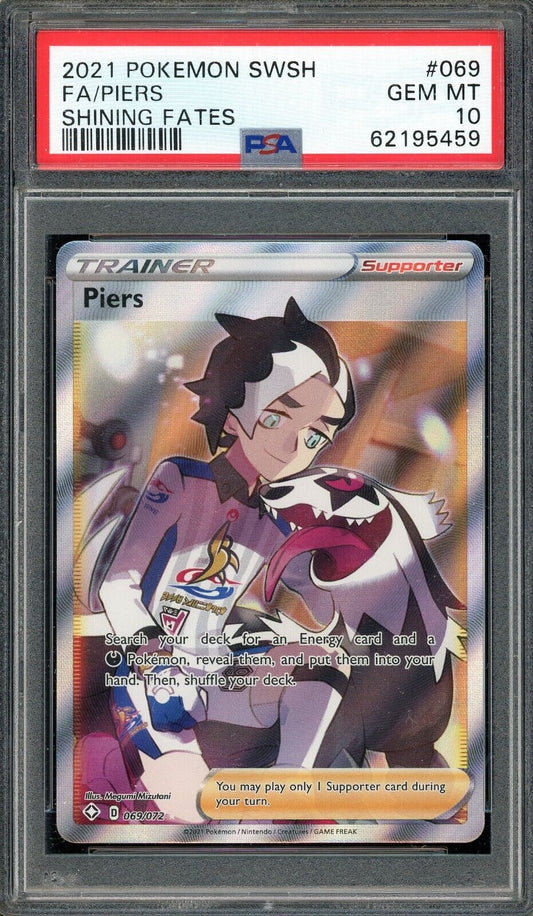 Piers 069/072 Shining Fates Full Art Trainer PSA 10 Pokemon Card