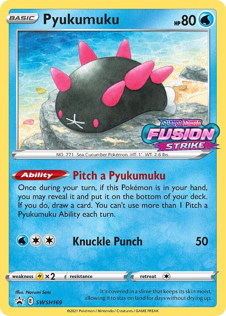 Pyukumuku SWSH169 Fusion Strike Prerelease Black Star Promo Pokemon Card Mint/NM