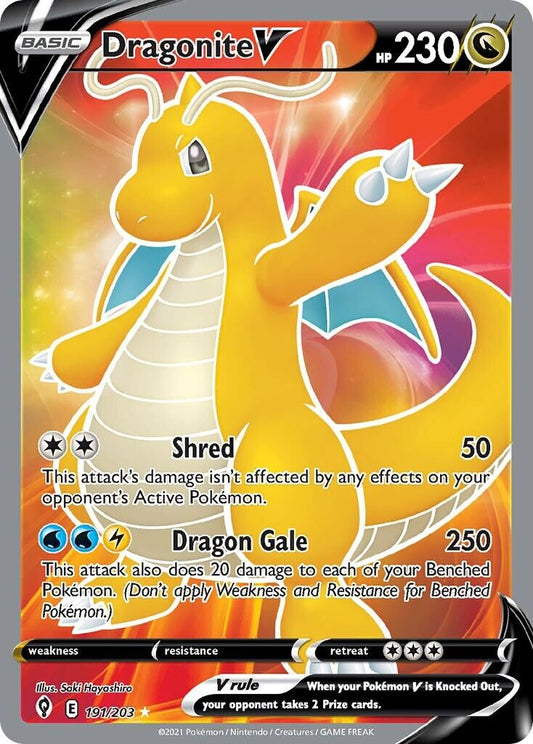 Dragonite V 191/203 Evolving Skies Full Art Pokemon Card NM