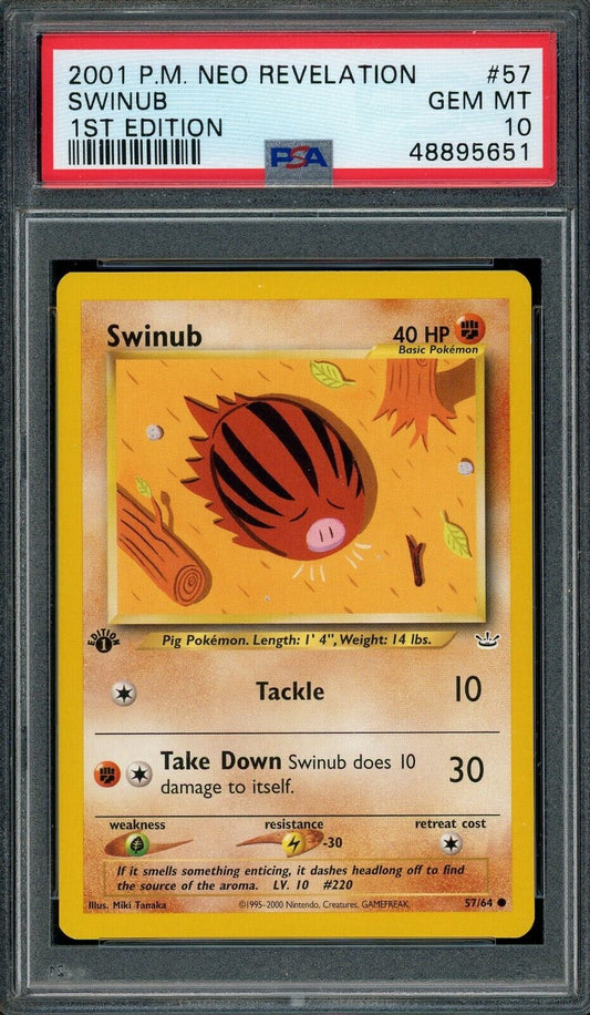 Swinub 57/64 Neo Revelation 1st Edition PSA 10 Pokemon Card