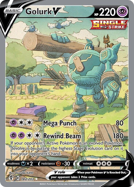 Golurk V 182/203 Evolving Skies Alt Art Pokemon Card Mint/NM