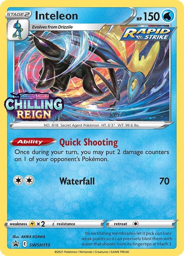 Inteleon SWSH113 Chilling Reign Prerelease Promo Pokemon Card Mint/NM