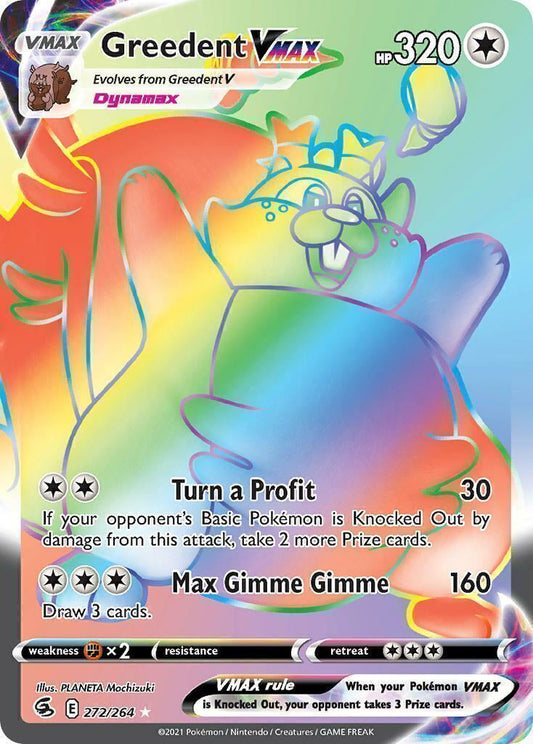 Greedent VMAX 272/264 Fusion Strike Secret Rare Pokemon Card Mint/NM Fresh