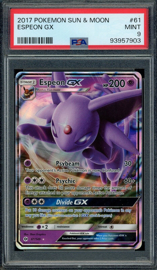 Espeon GX 61/149 Sun & Moon Base Set Ultra Rare PSA 9 Pokemon Card