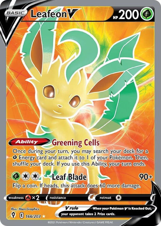 Leafeon V 166/203 Evolving Skies Full Art Pokemon Card Mint/NM