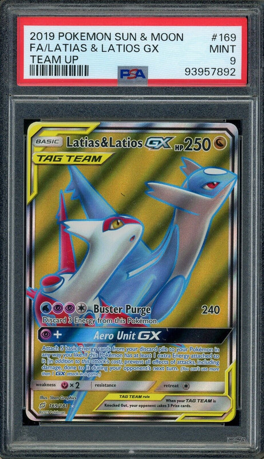 Latias & Latios GX 169/181 SM Team Up Full Art PSA 9 Pokemon Card