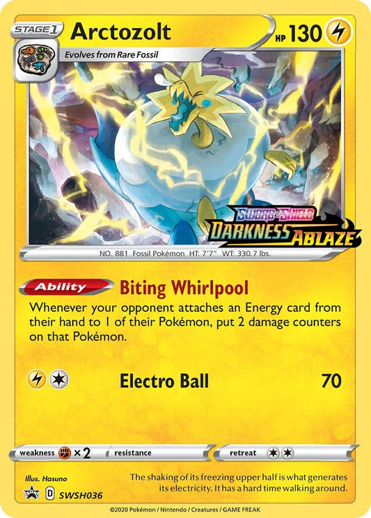Arctozolt SWSH036 Darkness Ablaze Prerelease Black Star Promo Pokemon Card NM