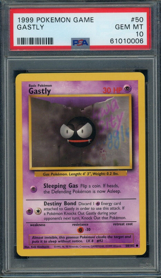 Gastly 50/102 Base Set Common PSA 10 Pokemon Card 1999