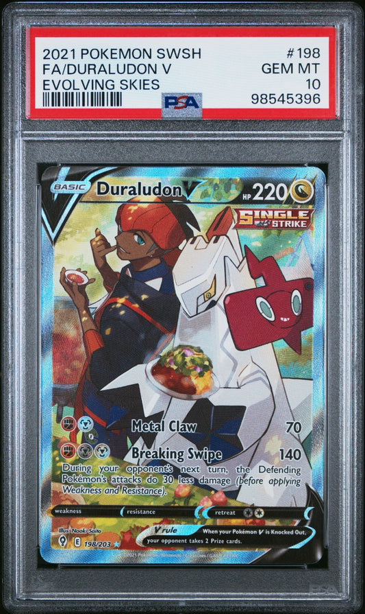 Duraludon V Sword & Shield Alt Art 198/203 card from Evolving Skies set PSA 10 graded