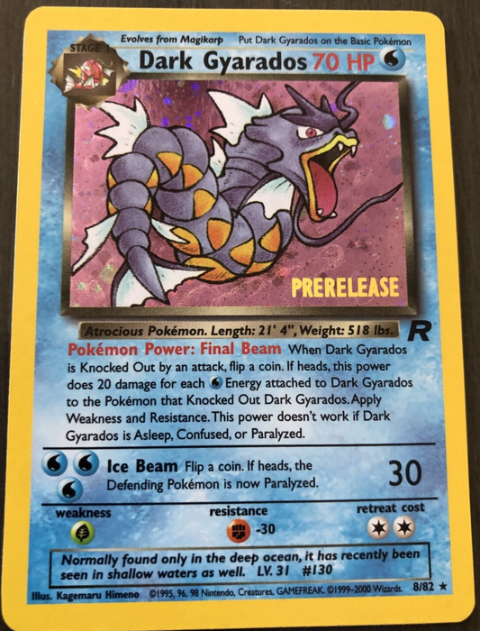 Dark Gyarados 8/82 Team Rocket Holo Rare Prerelease Pokemon Card MP WOTC