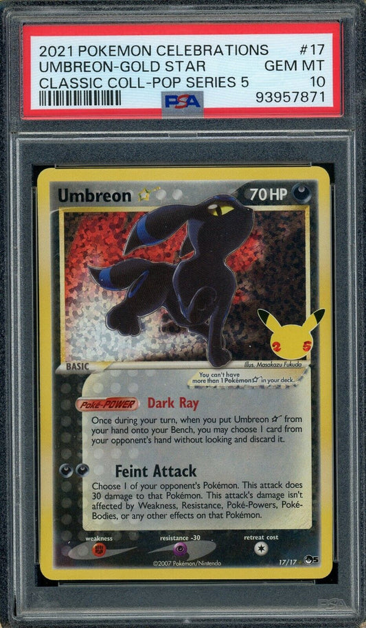 Umbreon 17/17 Celebrations 25th Anniversary Secret Rare PSA 10 Pokemon Card