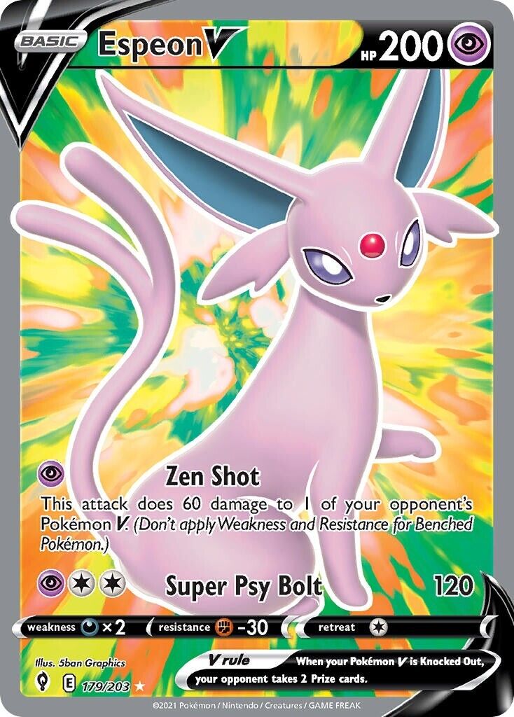 Espeon V 179/203 Evolving Skies Full Art Pokemon Card Mint/NM