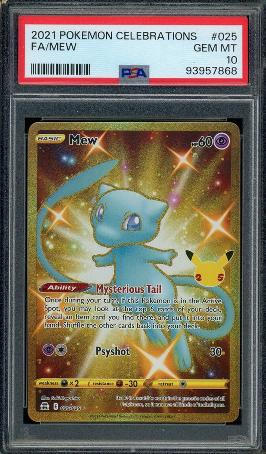 Mew 025/025 Celebrations 25th Anniversary Secret Rare PSA 10 Pokemon Card