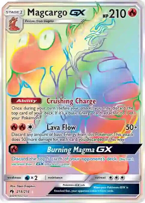 Magcargo GX 218/214 SM Lost Thunder Secret Rare Pokemon Card Mint/NM