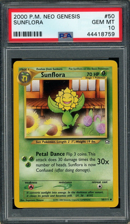 Sunflora 50/111 Neo Genesis PSA 10 Pokemon Card