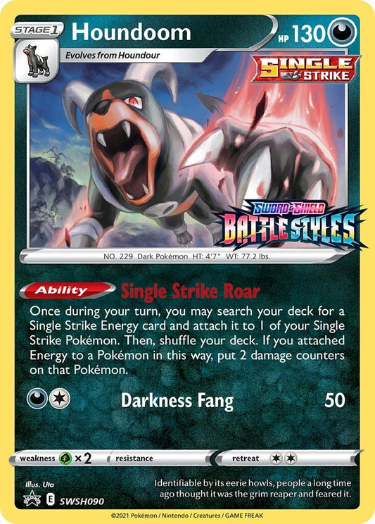 Houndoom SWSH090 Battle Styles Prerelease Black Star Promo Pokemon Card NM