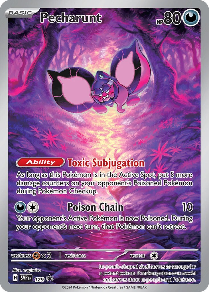 Pecharunt SVP129 Shrouded Fable Illustration Rare Promo Pokemon Card NM