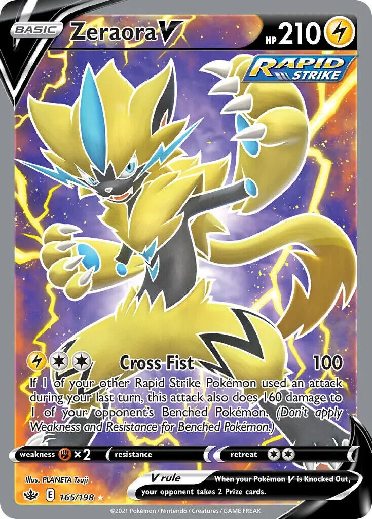 Zeraora V 165/198 Chilling Reign Full Art Pokemon Card Mint/NM