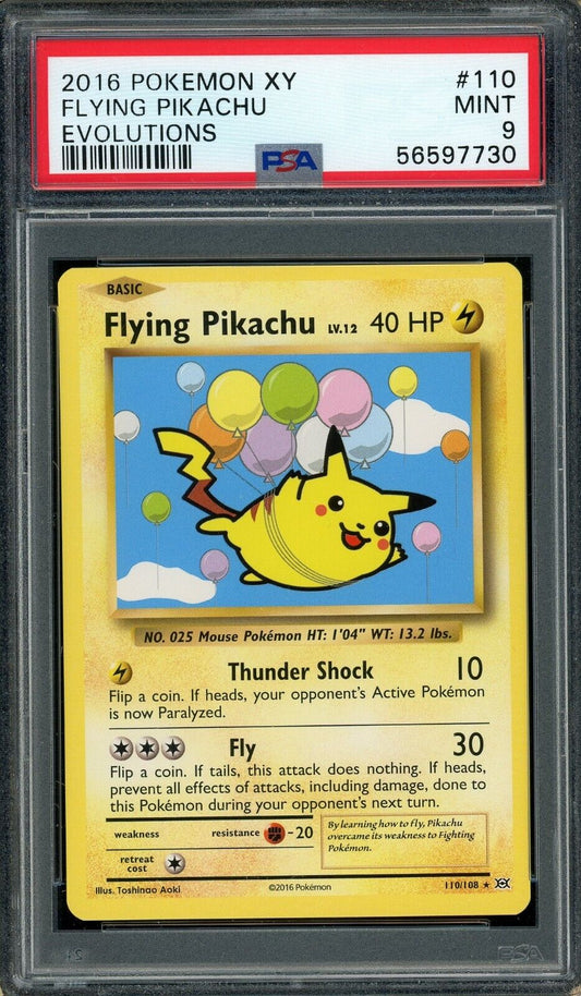 Flying Pikachu 110/108 XY Evolutions Secret Rare PSA 9 Pokemon Card