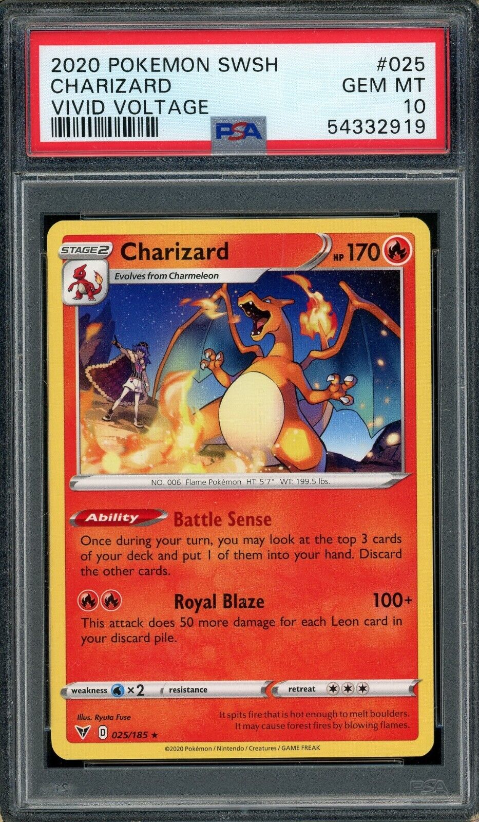 Charizard 025/185 Vivid Voltage Non Holo Rare PSA 10 Pokemon Card