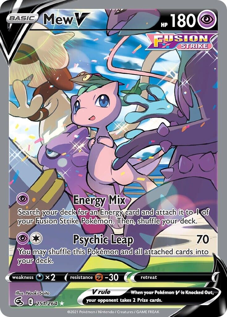 Mew V 251/264 Fusion Strike Alt Art Pokemon Card NM