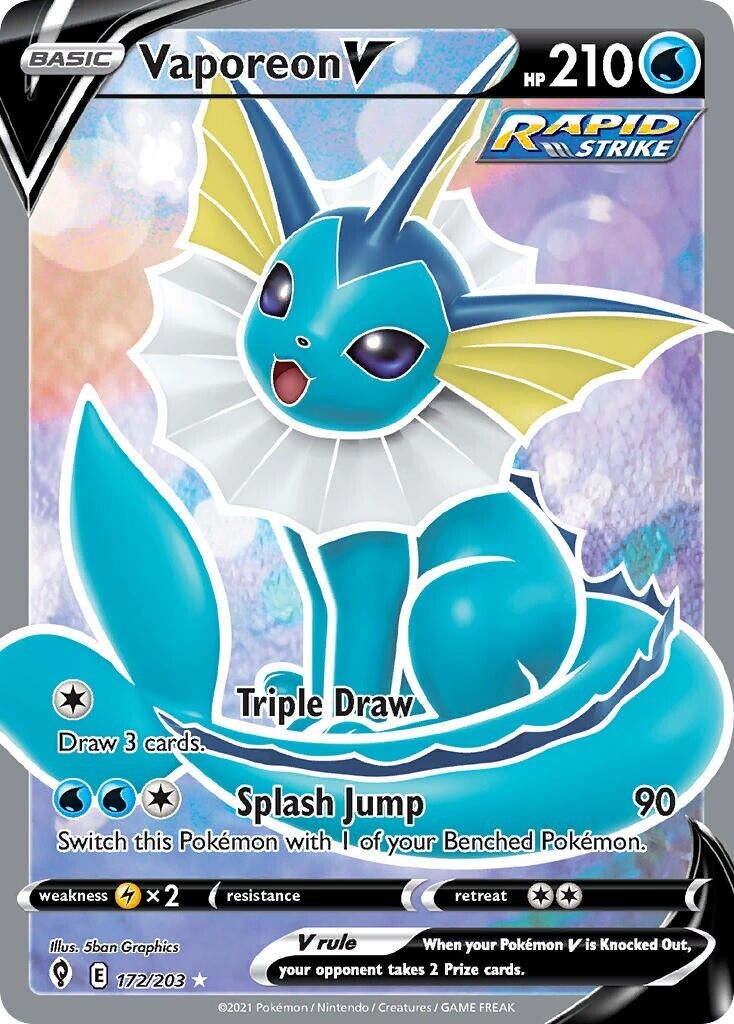 Vaporeon V 172/203 Evolving Skies Full Art Pokemon Card Mint/NM