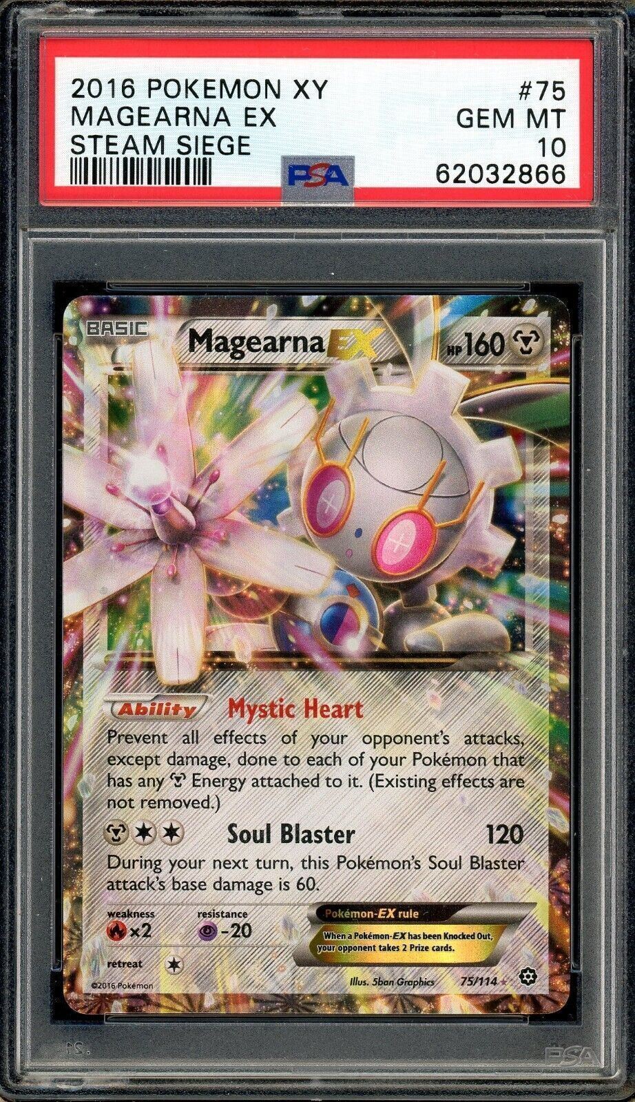 Magearna EX 75/114 XY Steam Siege Ultra Rare Holo PSA 10 Pokemon Card