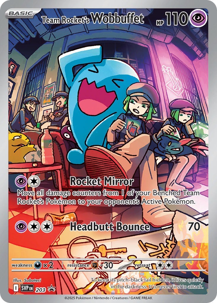 's Wobuffet ETB SVP203 Illustration Rare Promo card from Team Rocket set near mint condition