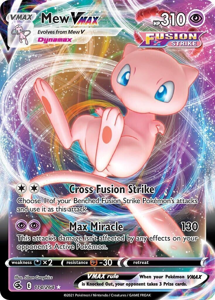 Mew VMAX 114/264 Fusion Strike Full Art Pokemon Card Mint/NM