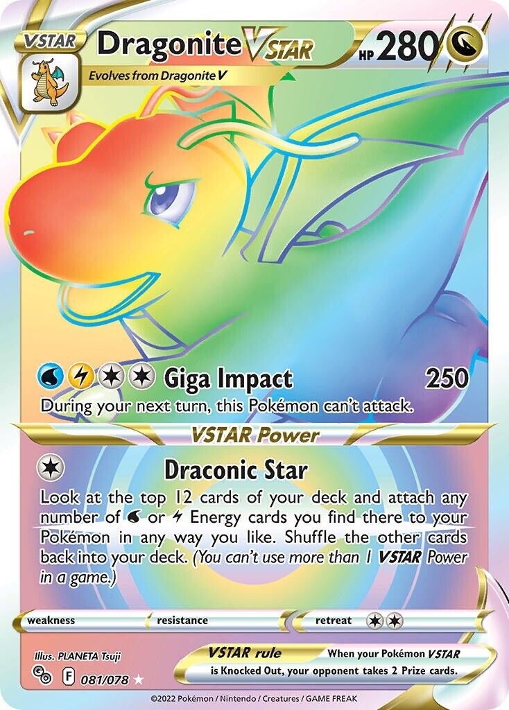 Dragonite VSTAR 081/078 Pokemon GO Secret Rare Pokemon Card Mint/NM