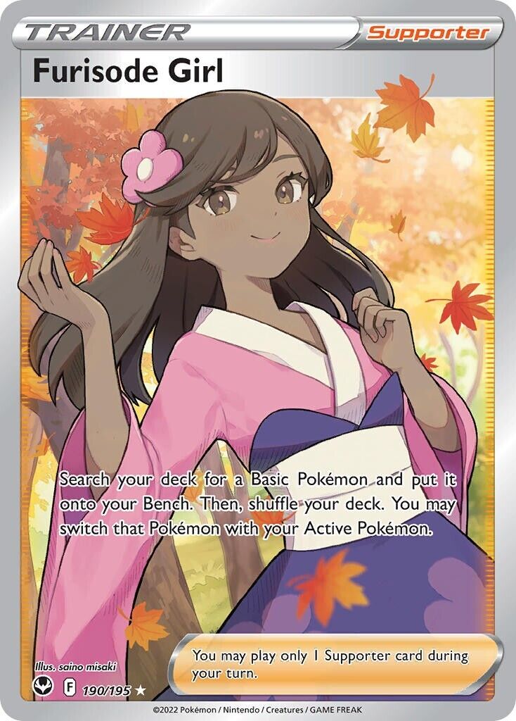 Furisode Girl 190/195 Silver Tempest Full Art Trainer Pokemon Card Mint/NM