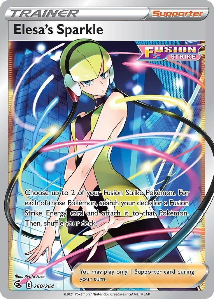 Elesa's Sparkle 260/264 Fusion Strike Full Art Trainer Pokemon Card Mint/NM