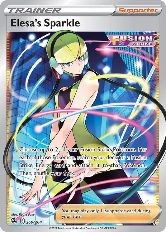 Elesa's Sparkle 260/264 Fusion Strike Full Art Trainer Pokemon Card Mint/NM