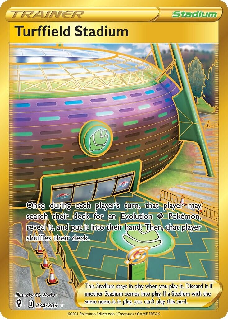 Turffield Stadium 234/203 Evolving Skies Secret Rare Pokemon Card Mint/NM